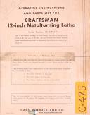 Craftsman-Craftsman 12 Inch, 101.06403, Metal Turning Lathe, Parts List Manual-101.06403-12 Inch-12\"-01